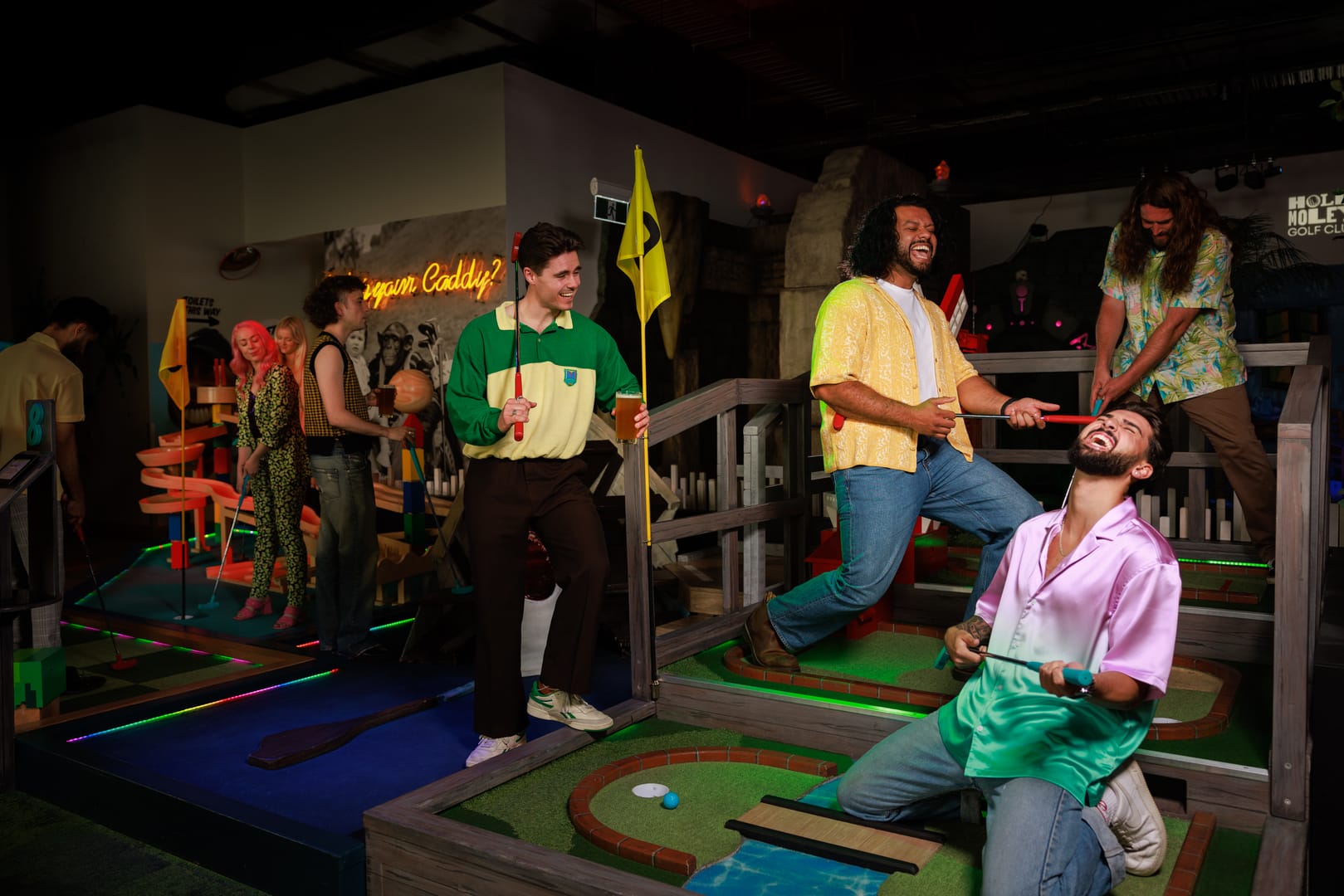 Dad putts free at Holey Moley!